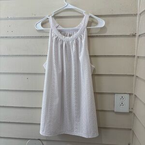 🔥5for$25🔥 White Eyelet High Neck Tank Top